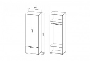 Шкаф Дуся 640 мм, ДШ 67.1, дуб бунратти/цемент в Асбесте - asbest.mebel-e96.ru