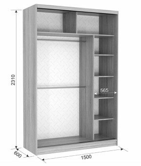 Шкаф-купе Гранд 1-600 Бабочки (полки справа) в Асбесте - asbest.mebel-e96.ru