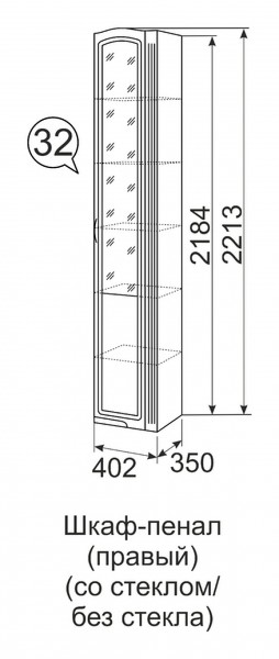 Шкаф-пенал правый Виктория 32 без стекла в Асбесте - asbest.mebel-e96.ru