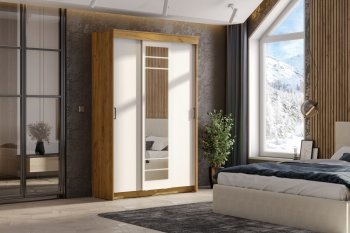 Шкаф-купе ШКП-7 1300 мм золотой/белый (СВ) в Асбесте - asbest.mebel-e96.ru