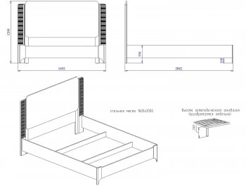 Кровать двуспальная Сиде Белый (СБК) в Асбесте - asbest.mebel-e96.ru