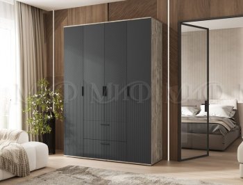 Шкаф 1600 мм Сильвия, дуб юкон/графит (Миф) в Асбесте - asbest.mebel-e96.ru