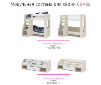 Набор детской мебели Симба дуб-белый глянец (СтендМ) в Асбесте - asbest.mebel-e96.ru