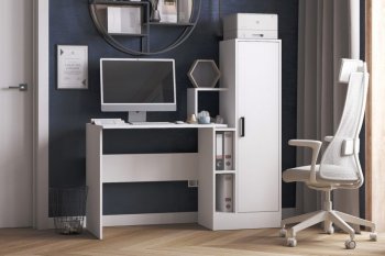 Компьютерный стол СКМ-2 белый (Микон) в Асбесте - asbest.mebel-e96.ru