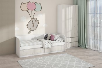 Кровать Соната 900 белый/крафт белый (Зарон) в Асбесте - asbest.mebel-e96.ru