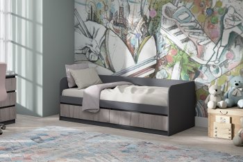Кровать Соната 900 графит/крафт серый (Зарон) в Асбесте - asbest.mebel-e96.ru