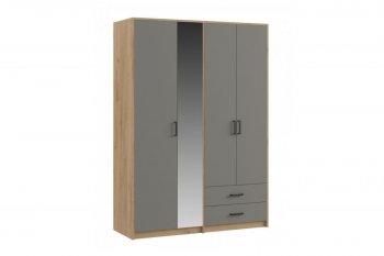 Шкаф 1500 мм  4-х ств. с зеркалом 2 ящ. SVETLANA LOFT, Дуб золотой/Серый (Генезис) в Асбесте - asbest.mebel-e96.ru