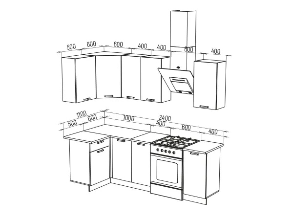 Кухонный гарнитур Техно 1.1*1.8 м Вариант 6 (Миф) в Асбесте - asbest.mebel-e96.ru