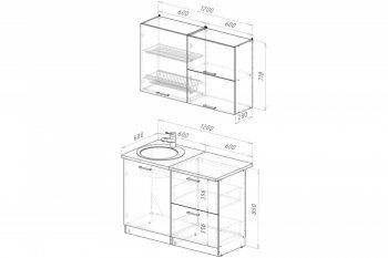 Кухонный гарнитур Терция лайт 1200 мм (Герда) в Асбесте - asbest.mebel-e96.ru