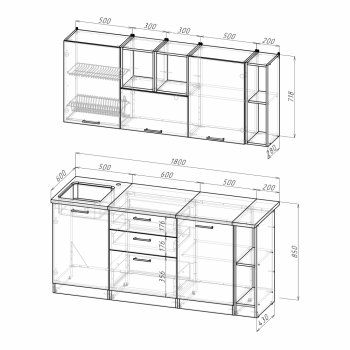 Кухонный гарнитур Томилла макси 4 1800 мм (Герда) в Асбесте - asbest.mebel-e96.ru
