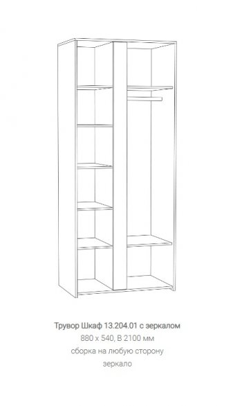 Шкаф Трувор 13.204.01 с зеркалом в Асбесте - asbest.mebel-e96.ru