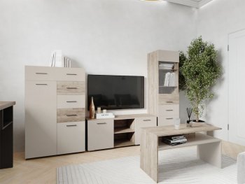 Стенка Турин крафт серый/кашемир, модульная (ВВР) в Асбесте - asbest.mebel-e96.ru