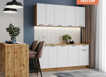 КУхонный гарнитур Валерия 1800 мм вотан/белый (Сурская) в Асбесте - asbest.mebel-e96.ru