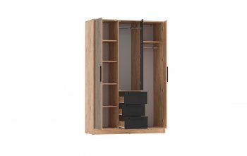 Шкаф 1300 мм 83.08 Вегас (3-х дв.) черный (Олмеко) в Асбесте - asbest.mebel-e96.ru