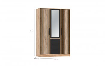Шкаф 1300 мм 83.08 Вегас (3-х дв.) черный (Олмеко) в Асбесте - asbest.mebel-e96.ru