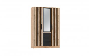Шкаф 1300 мм 83.08 Вегас (3-х дв.) черный (Олмеко) в Асбесте - asbest.mebel-e96.ru