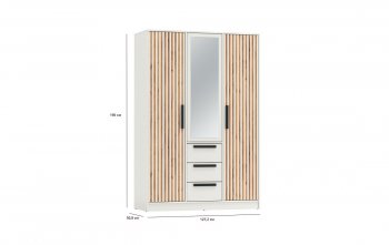 Шкаф 1300 мм 83.08 Вегас (3-х дв.) белый (Олмеко) в Асбесте - asbest.mebel-e96.ru