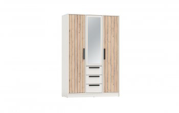 Шкаф 1300 мм 83.08 Вегас (3-х дв.) белый (Олмеко) в Асбесте - asbest.mebel-e96.ru