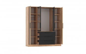 Шкаф 1700 мм 83.07 Вегас (4-х дв.) черный (Олмеко) в Асбесте - asbest.mebel-e96.ru