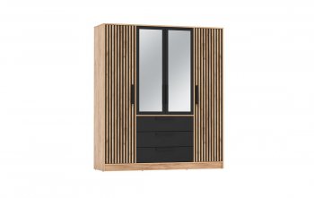 Шкаф 1700 мм 83.07 Вегас (4-х дв.) черный (Олмеко) в Асбесте - asbest.mebel-e96.ru