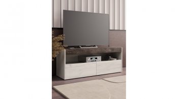 ТВ тумба Вегас Дуб Крафт Белый/Ателье темн. (Лин) в Асбесте - asbest.mebel-e96.ru
