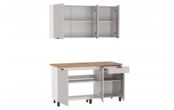 Кухонный гарнитур 1500 мм Венера кашемир ЛДСП (Олмеко) в Асбесте - asbest.mebel-e96.ru