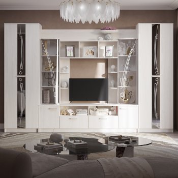 Стенка Венеция ясень белый (БТС) в Асбесте - asbest.mebel-e96.ru