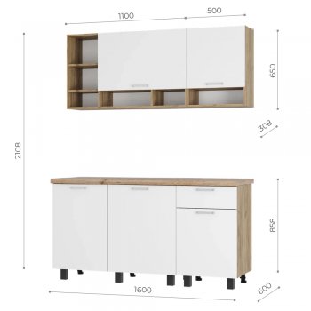 Кухонный гарнитур 1600 мм Вика (БТС) в Асбесте - asbest.mebel-e96.ru