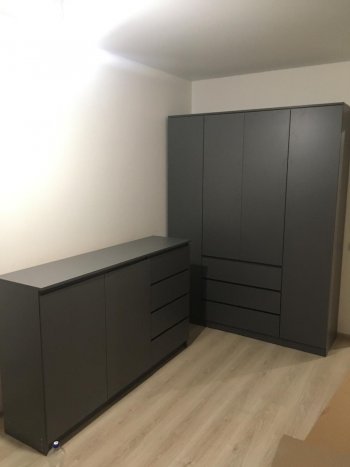 Комод Мори 2 двери 4 ящика МК 1600.1/2 графит (ДСВ) в Асбесте - asbest.mebel-e96.ru