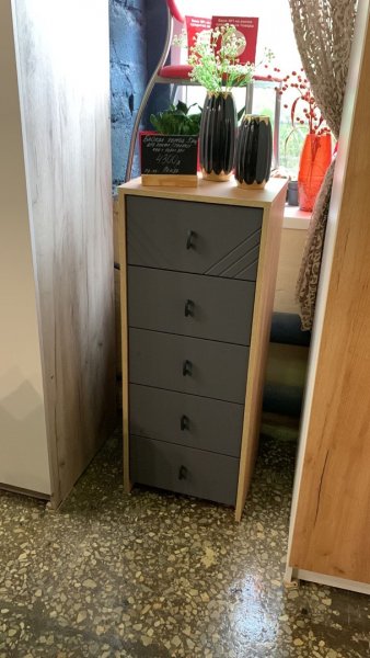 Комод (5 ящиков) Байкал Графит/Дуб золотой (СВ) в Асбесте - asbest.mebel-e96.ru