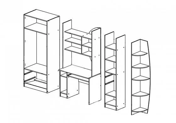 Набор детской мебели Юниор-2 Лофт (Миф) в Асбесте - asbest.mebel-e96.ru